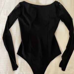 Abercrombie Long-Sleeve Mesh Crepe Shell Bodysuit